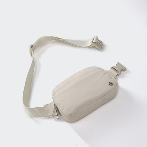 Pander Nylon Fanny Pack Belt Bag for Women with 5 Zipper Pockets - color: White Opal
