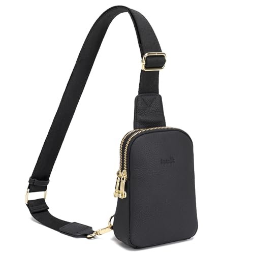 INICAT Genuine Leather Small Sling Bag Anti Theft Crossbody Bags Travel Purses for Woman - color: Black