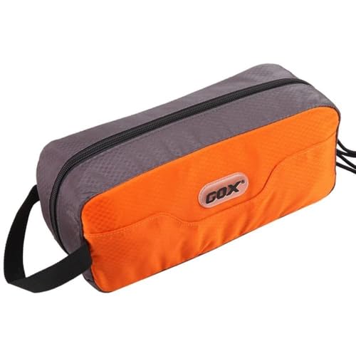 Small Travel Toiletry Bag for Men, Dopp Kit Mens, Zipper Pouch for Travel - color: Orange/Grey