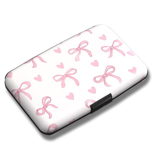 Maicican Credit Card Holder, Mini RFID Blocking Aluminum Wallet - color: Pink Bow