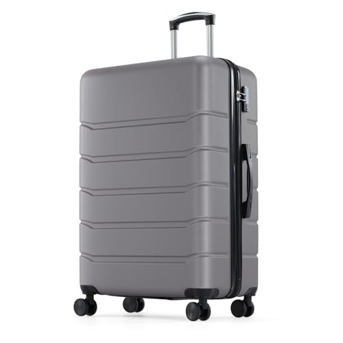Sweetcrispy 24 Inch Checked Luggage, Suitcase with Spinner Wheels - color: Dark Grey, size: 24 Inch