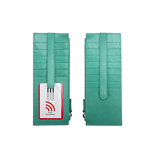 ili New York 7800 Leather Card Holder with RFID Blockining Lining (Turquoise) - color: Turquoise