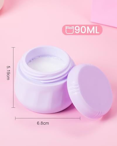 Mrsdry Travel Containers for Toiletries, TSA Approved Travel Size Toiletries 4 Pack, Refillable Containers, With Clear Bag, Leak Proof Silicone Jars, Essentials Creams Jars Carrying Small Items - color: Lavender, size: 3 Ounce (90ML)