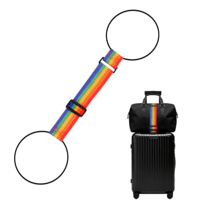 Luggage Connector Straps, Adjustable Elastic Durable Straps for Connecting Luggage Bags to Suitcases, Hands-Free Travel Essential (Rainbow) - color: Rainbow