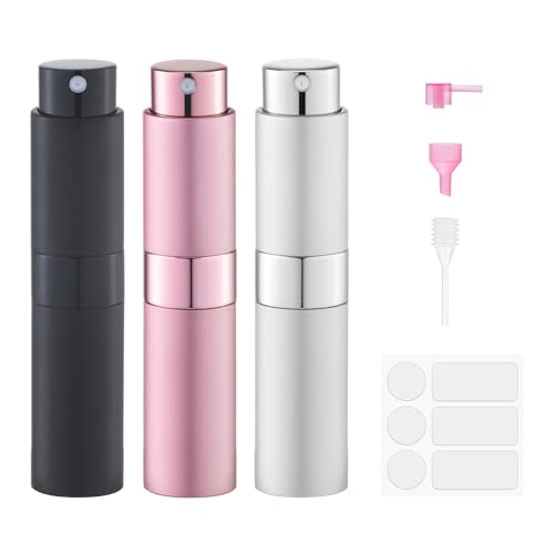8ml Travel Perfume Bottle Refillable, Atomizer Sprayer for Cologne 3PCS - color: Black, Pink, Silver