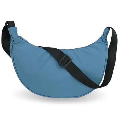 U+U Crescent Crossbody Bag for Women, Sling Bag with Adjustable Strap - color: Blue