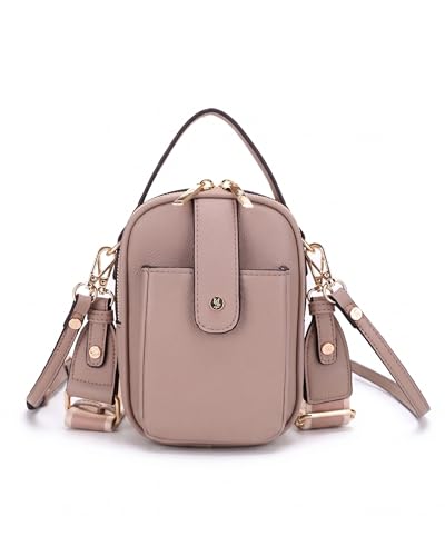 Mali+Lili Gail Vegan Leather Multi Compartment Crossbody Bag - color: Taupe