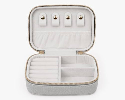Travel Jewelry Case with Tangle-Free Necklace Holder, Foldable Mirror Brush