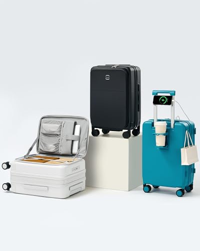 Hanke 20 Inch Expandable Carry On Luggage 22x14x9 Airline Approved - color: Smoke White, size: Expandable 20 Inch