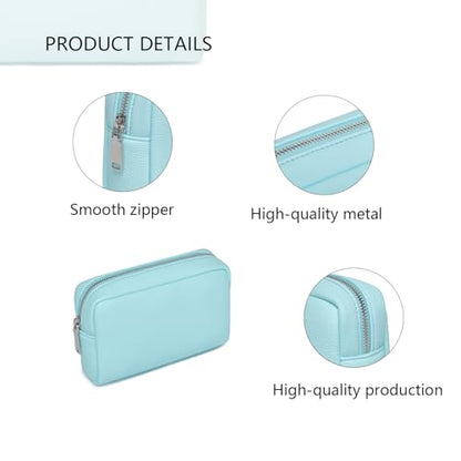 Makeup Bag for Purse Travel Cosmetic Bag (PU Clear Water Blue) - color: Clear Water Blue