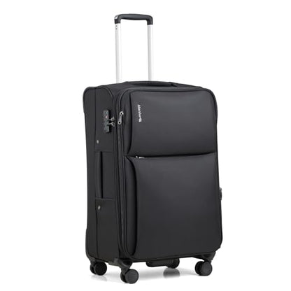 Hanke Medium Checked Luggage, 24 Inch Suitcase with Garment Compartment - color: Black, size: 24 Inch Checked in