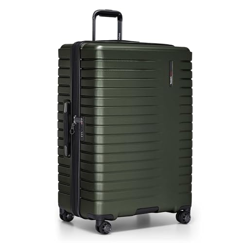 Traveler's Choice Archer Polycarbonate Hardside Spinner Luggage Set, Tie Down Straps, Green, Checked 29-Inch - color: Green, size: 1-Piece (Checked 29-Inch)