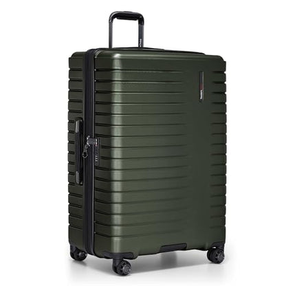 Traveler's Choice Archer Polycarbonate Hardside Spinner Luggage Set, Tie Down Straps, Green, Checked 29-Inch - color: Green, size: 1-Piece (Checked 29-Inch)