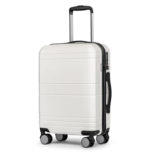Carry On Luggage 22x14x9 Airline Approved,Hardshell Suitcase,20 Inch,White - color: White