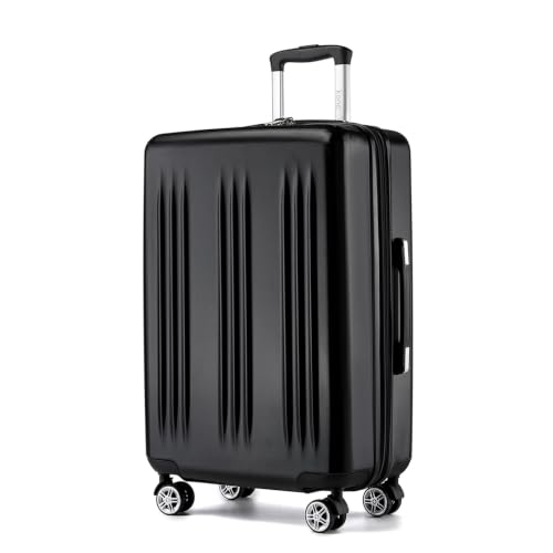 Kono 28 Inch Large Checked Luggage with Spinner Wheels Expandable TSA Lock - color: Black, size: 28"