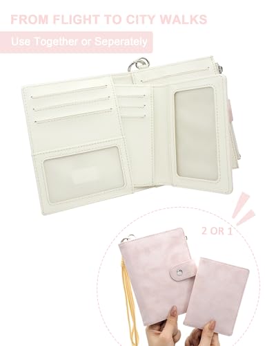 Passport Holder for Travel, Rfid Passport Wallet with Zipper - color: Petal Blush