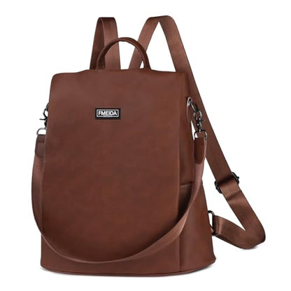 Fmeida Convertible Backpack Purse for Women Anti Theft Nylon Backpack Brown - color: Brown