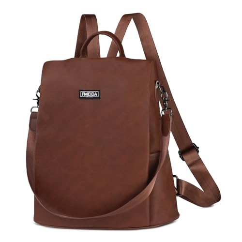 Fmeida Convertible Backpack Purse for Women Anti Theft Nylon Backpack Brown - color: Brown
