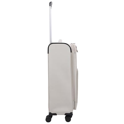 Martha Stewart Softside Checked Luggage | 27" Lightweight Expandable Suitcase | Medium Checked Suitcase with 360° Spinner Wheels & Spacious Interior | Light Gray - color: Light Grey, size: 27"