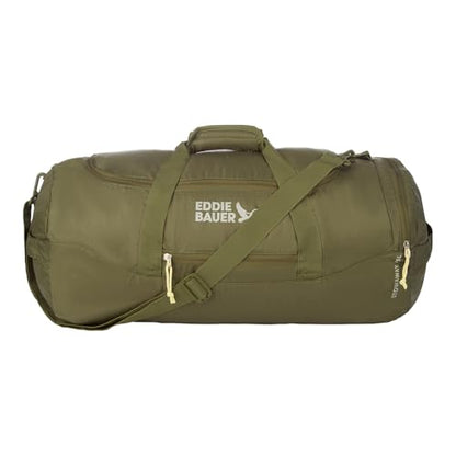 Eddie Bauer Stowaway Packable Duffel Bag | Travel | Foldable | Lightweight | Durable | Ripstop Polyester, 45L, Irish Moss | Lightweight Durable Ripstop Polyester, Packs Flat When Not in Use, Roomy Travel Duffel for Trips and Gym Use - color: Irish Green