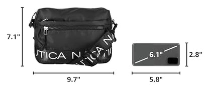 Nautica Nylon Bean crossbody/Belt Bag adjustable shoulder strap - color: Black