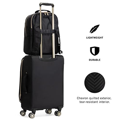 Kenneth Cole REACTION Chelsea 2-Piece Bundle - 20" Chevron Expandable 8-Wheel Carry-On Suitcase & Matching 15" Laptop Backpack, Black - color: Black, size: 2-Piece Bundle (Carry On + Backpack)