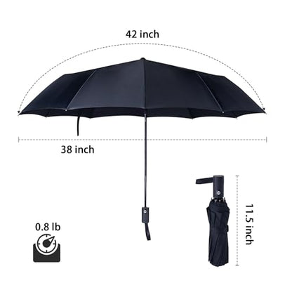 NPCQUN Travel Essentials Umbrella Windproof Compact Collapsible Light, Automatic, Strong and Portable, Wind Resistant Folding Small Umbrella for Rain - color: Red