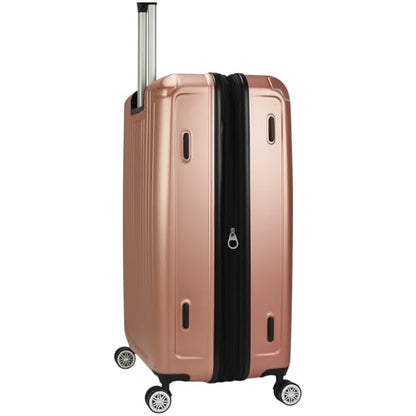 World Traveler Dejuno Beaumont Lightweight Hardside Expandable Spinner Luggage, Rose Gold, Large Checked - color: Rose Gold, size: Large Checked