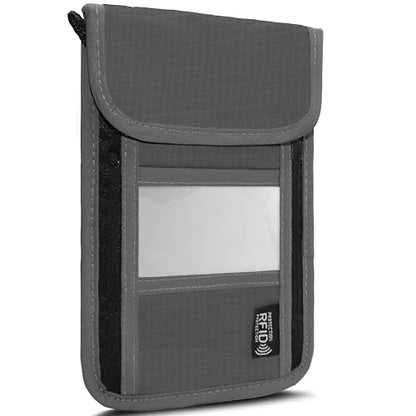 Travel Neck Wallet with RFID Blocking - color: PVC Gray