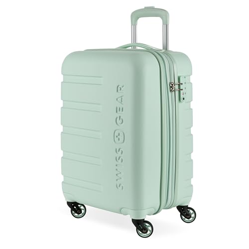 SWISSGEAR Signature Hardside Expandable Carry-On Spinner Luggage, ABS Construction, TSA-Friendly Lock, and Built-In Cupholder, Clearly Aqua, 19-Inch - color: Clearly Aqua, size: Carry-On 19-Inch