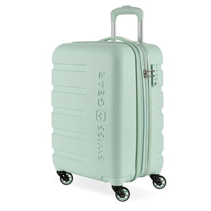 SWISSGEAR Signature Hardside Expandable Carry-On Spinner Luggage, ABS Construction, TSA-Friendly Lock, and Built-In Cupholder, Clearly Aqua, 19-Inch - color: Clearly Aqua, size: Carry-On 19-Inch