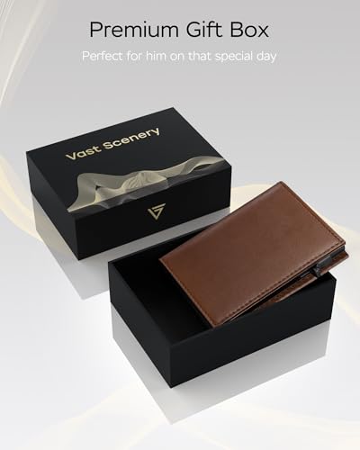 RFID Wallet for Men Minimalist Slim Smart Pop Up Credit Card Holder - color: Brown