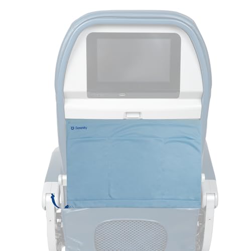 Airplane Tray Organizer/Tote with 4 Storage Pockets, Back Seat Airplane Tray Cover, Converts into a Drawstring Tote, Washable, Durable & Lightweight (2.8 oz) Airplane Travel Essentials - color: Powder Blue