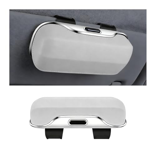 Zipelo 7.09 x 2.56 Inch Car Sun Visor Sunglasses Case, White - color: White