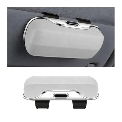 Zipelo 7.09 x 2.56 Inch Car Sun Visor Sunglasses Case, White - color: White