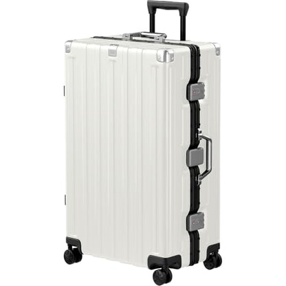 Krute Zipperless Luggage 28inch Checked Hard Shell Suitcases with Wheels - color: White, size: Large (28 Inch)