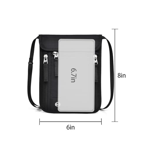Passport Holder for Travel, Neck Wallet RFID Blocking, Hidden Money Belt,Travel Document Storage(Black) - color: Black