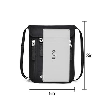 Passport Holder for Travel, Neck Wallet RFID Blocking, Hidden Money Belt,Travel Document Storage(Black) - color: Black