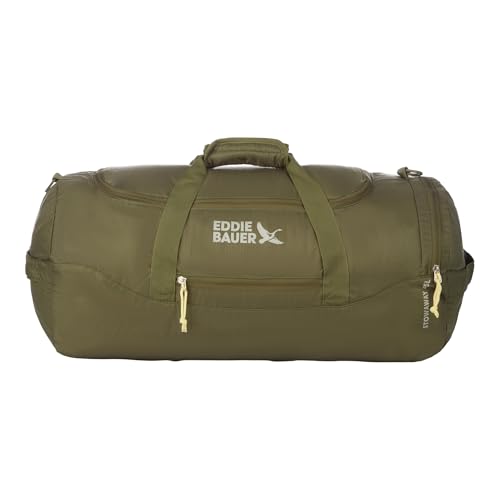 Eddie Bauer Stowaway Packable Duffel Bag | Travel | Foldable | Lightweight | Durable | Ripstop Polyester, 45L, Irish Moss | Lightweight Durable Ripstop Polyester, Packs Flat When Not in Use, Roomy Travel Duffel for Trips and Gym Use - color: Irish Green
