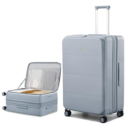 Hanke Expandable Large Checked Luggage, 28 Inch Top Opening Suitcase - color: Grey, size: 28 Inch EXT