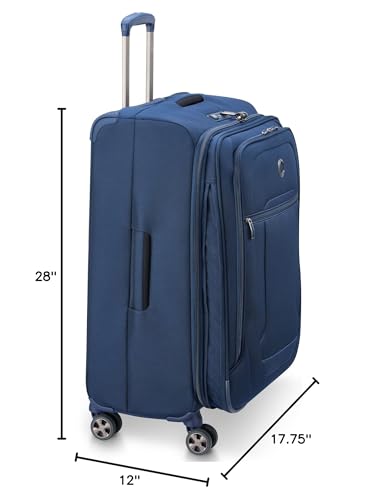 DELSEY PARIS Helium DLX, 25 Inch Checked-Medium Softside Luggage, Navy Blue | Expandable Suitcase, Lightweight and Durable DuraTec fabric, Dual Density Double-spinner Wheels, TSA Lock - color: Navy Blue, size: Checked-Medium 25 Inch