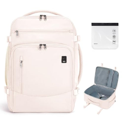 ECOHUB Travel Backpack Airline Approved Under Seat Personal Item Bag - color: Beige, size: 18 inch underseat