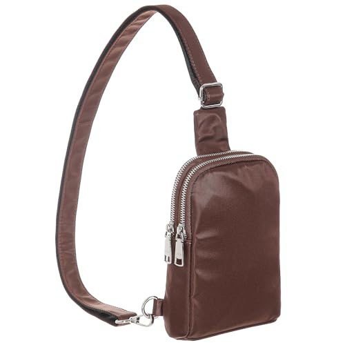 Nylon Crossbody Sling Bags for Women Small Cross Body Fanny Pack - color: Coffee