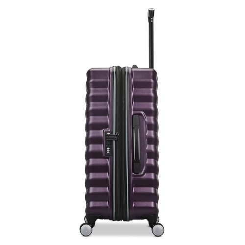 Samsonite Hard-Sided 24-Inch Lightweight Checked Medium Expandable Element Suitcase: Durable, 360° Spinner Wheels, Adjustable Telescopic Handle, TSA-Approved Lock - Dusk Purple - color: Dusk Purple, size: 24-Inch Checked-Medium