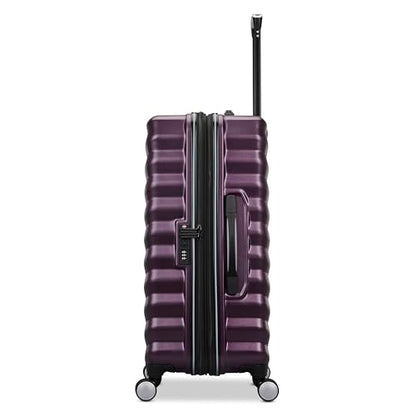 Samsonite Hard-Sided 24-Inch Lightweight Checked Medium Expandable Element Suitcase: Durable, 360° Spinner Wheels, Adjustable Telescopic Handle, TSA-Approved Lock - Dusk Purple - color: Dusk Purple, size: 24-Inch Checked-Medium