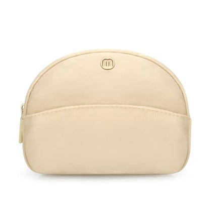 Small Travel Makeup Bag, Nylon Cosmetic Toiletry Organizer Pouch (beige) - color: beige