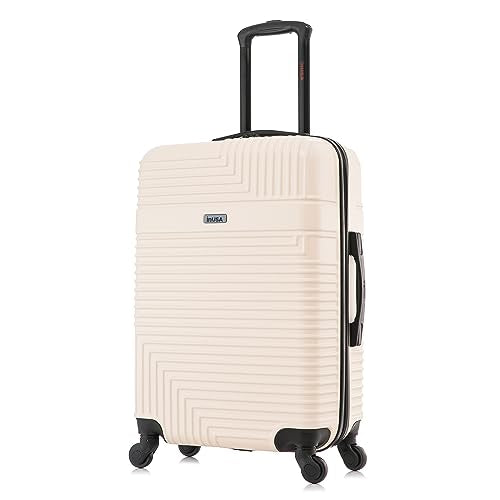 InUSA RESILIENCE Luggage with Spinner Wheels | Durable Lightweight Hardside Spacious Travel Bag with Handle and Trolley | 24-Inch Medium Checked Luggage | Sand - color: Sand, size: 24 Inch
