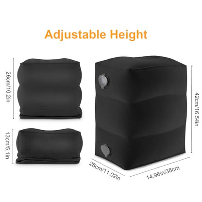 Inflatable Travel Foot Rest Pillow, Small Size（Black, 1 Pack） - color: Black, size: 1 Pack-S
