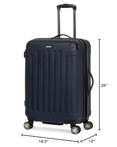 Kenneth Cole REACTION Renegade Luggage Expandable 8-Wheel Spinner Lightweight Hardside Suitcase, Navy Blue, 24-Inch Checked - color: Navy Blue, size: 24-Inch Checked