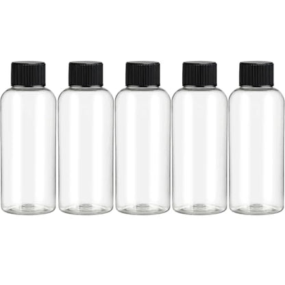 DNSEN Travel Bottles for Toiletries 3.4 oz Travel Size Mouthwash Bottles with Black Screw Cap, BPA Free Leak-Proof Portable Liquid Container 5 pack